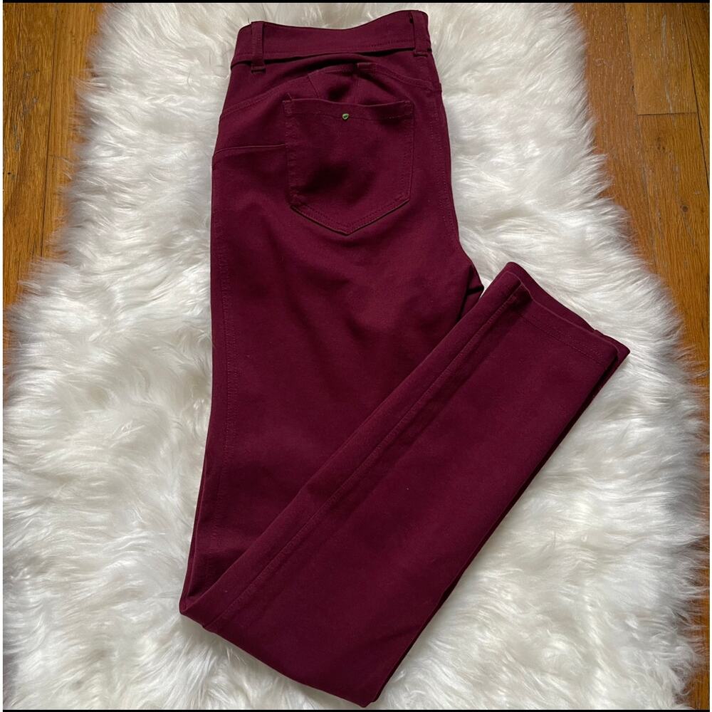 BURGUNDY STRAIGHT LEG STRETCH DRESS PANTS WITH GOLD HARDWARE-GOOD CONDITION!